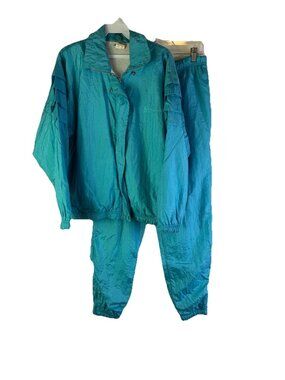 Vintage 80s Sergio Tacchini Italy Windbreaker Track Suit Jacket Joggers Set Blue
